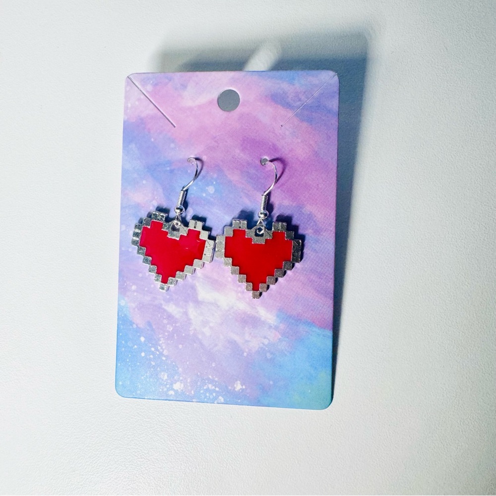 Zelda heart container stainless steel hook dangle earrings
